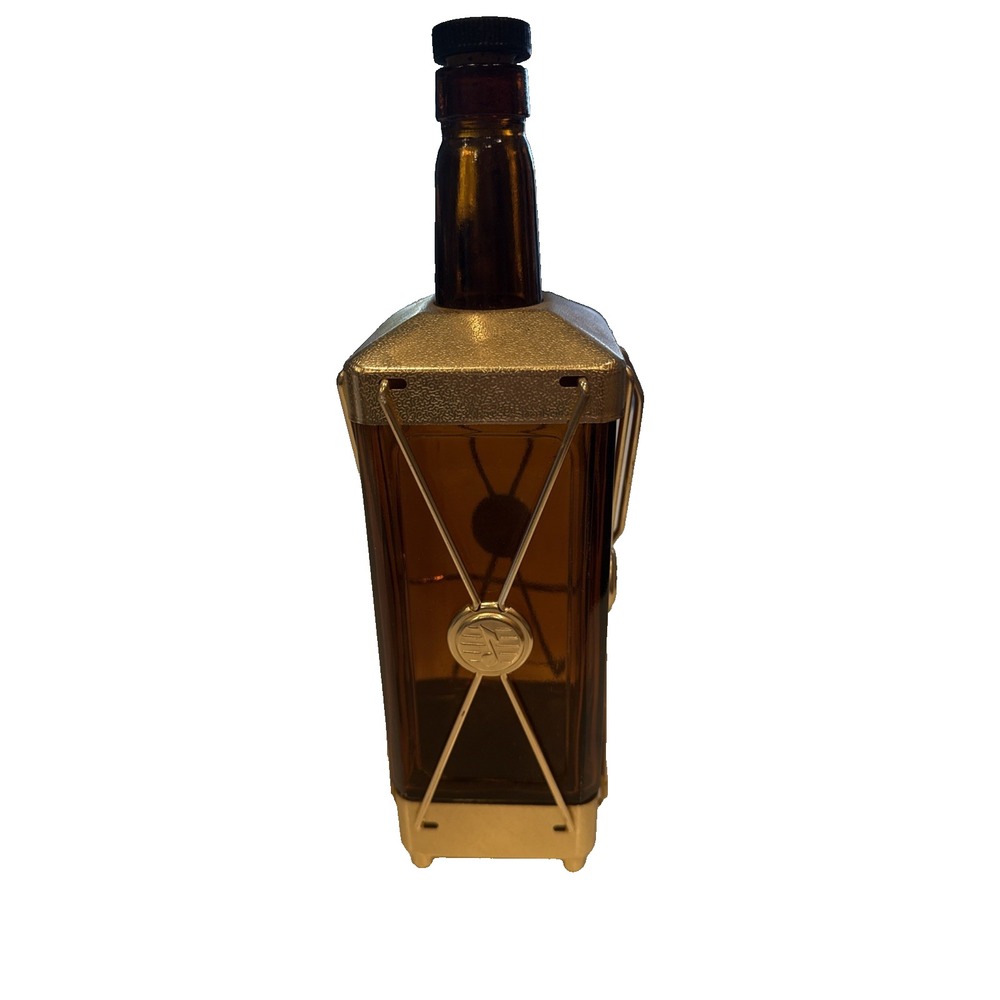 Vintage Swiss Harmony Musical Lantern Decanter Amber Glass MCM Atomic Barware